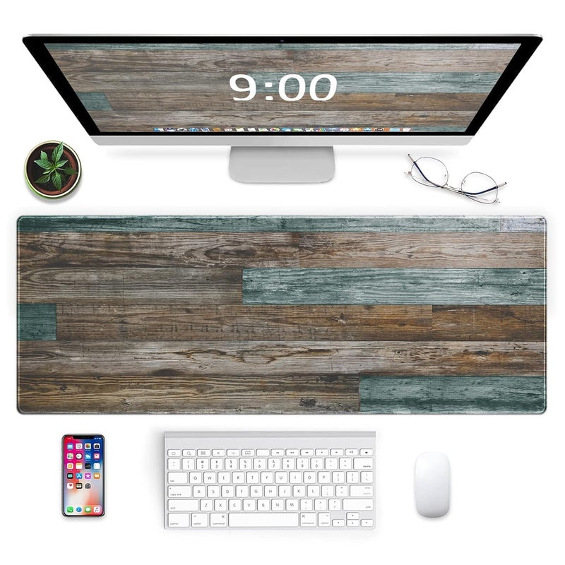 Galdas Gaming Mouse Pad Vintage Wood Grain Pattern XXL XL Large Mouse Pad Mat Long Extended Mousepad Desk Pad Non-Slip Rubber Mice Pads Stitched Edges Thin Pad (31.5x11.8x0.12Inch) - Image 1